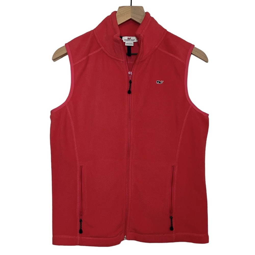 Vineyard Vines Women's Pink Fleece Vest Coral- Small